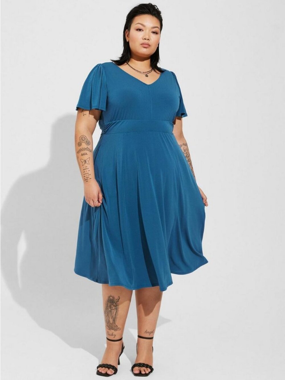 Torrid Caribbean Blue V‑Neck Midi Dress